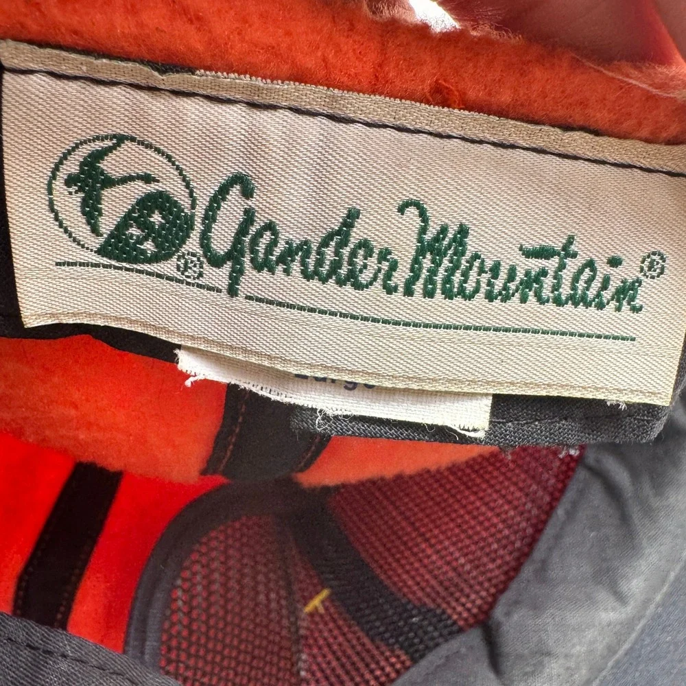Vintage Gander Mountain Fleece Hat Mens Large Orange USA Made Hunting Safety Cap